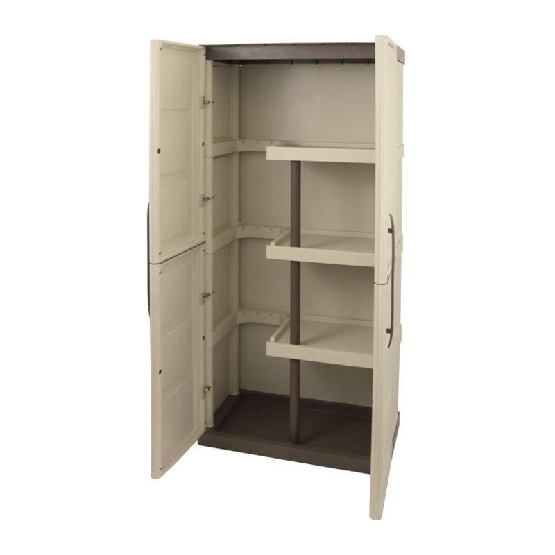 Armoire de rangement haute en résine TOOD avec porte-balai - 3 tablettes - Ta...