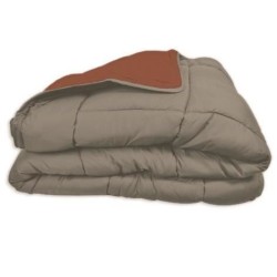 CALGARY - Couette Chaude Microfibre 400gr/m² - Gris et Marron - 140 x 200 cm