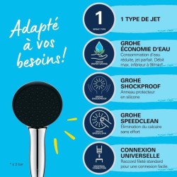 Pommeau de douche - GROHE Vitalio Start 110 27940001 - 1 jet Pluie - Economie...
