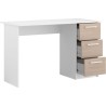 Bureau droit ESSENTIEL - 3 tiroirs - Décor chene et blanc - L 121,2 x P 55 x ...