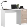 Bureau droit ESSENTIEL - 3 tiroirs - Décor chene et blanc - L 121,2 x P 55 x ...