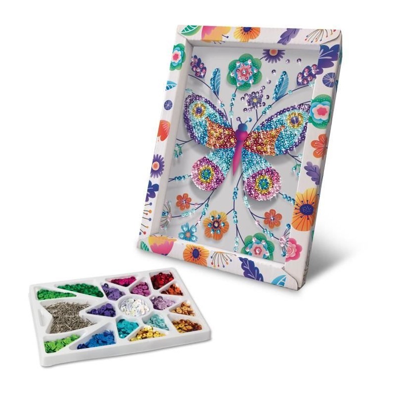 Loisir Créatif - Papillons - Illustration avec Sequins - Pour Enfant - Blanc