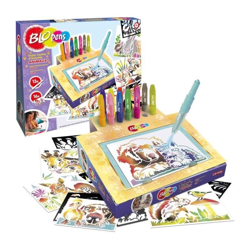 Jeu de coloriage - LANSAY - Blopens Animaux - 16 pochoirs - Lavable - Des 5 ans