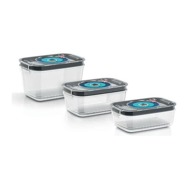 BOSCH - 3 boites de conservation sous vide hermétiques : 0,7L, 1,0L et 1,5L -...