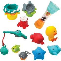 Coffret de bain INFANTINO - 17 pcs - Gobelets, aspergeurs, peche a la ligne