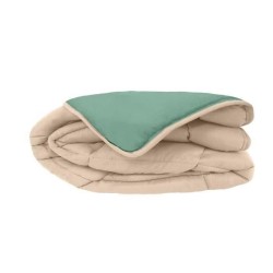 CALGARY - Couette Chaude Microfibre 400gr/m² - Beige Galet & Vert Lac- 140 x ...