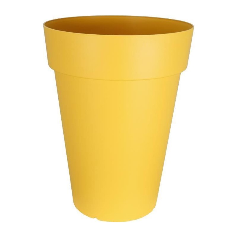 Pot de fleurs - RIVIERA - SOLEILLA Rond - Plastique - H52 x D39 cm - Jaune