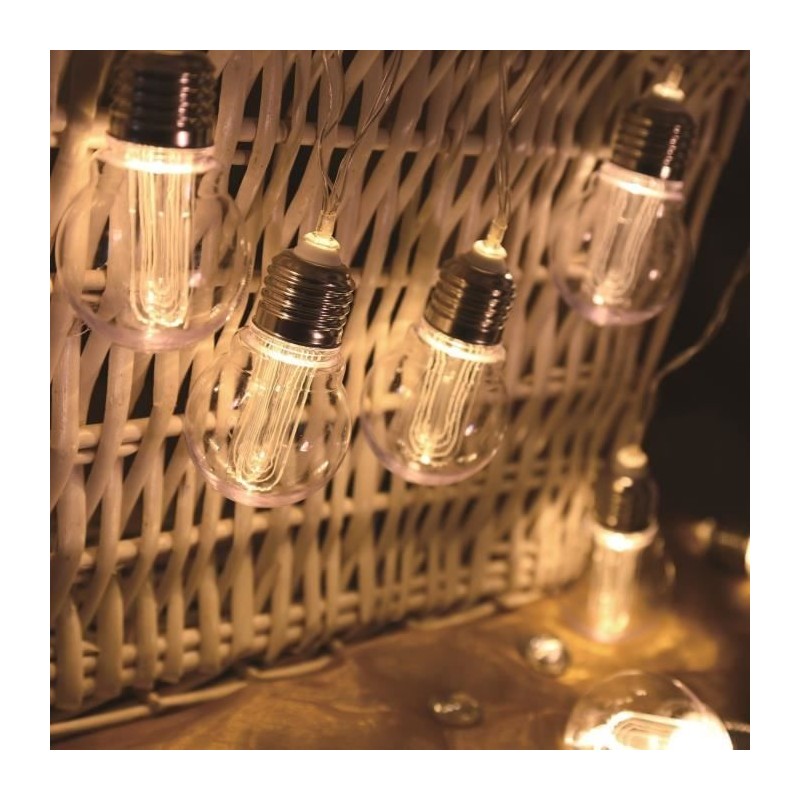 Guirlande solaire Dixy avec 10 ampoules a filament LED - LUMI JARDIN - Résist...
