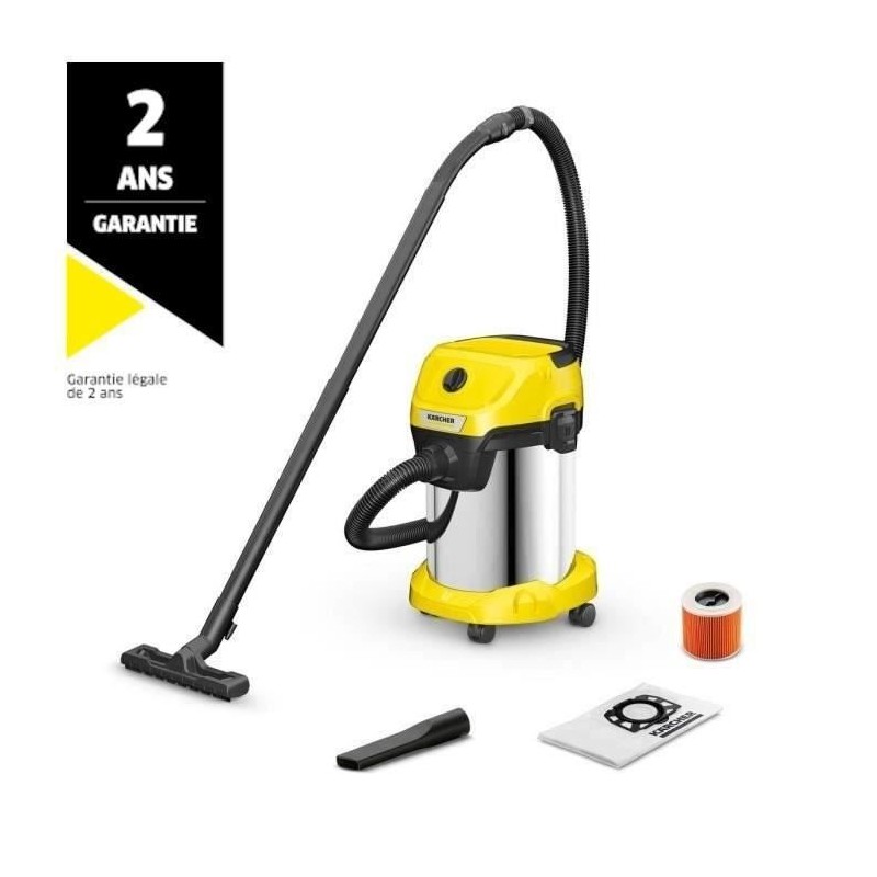 Aspirateur eau et poussiere KARCHER WD 3 S V-19/4/20 - Cuve inox 19 L - 1000W...
