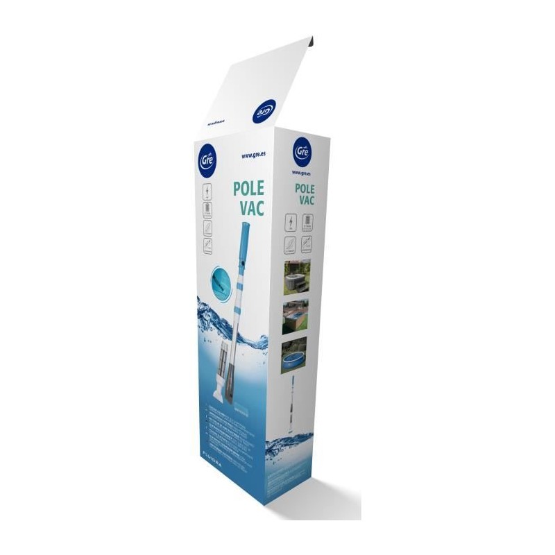 GRE - Nettoyeur aspirateur de fond a batterie pour piscine - Avec manche télé...