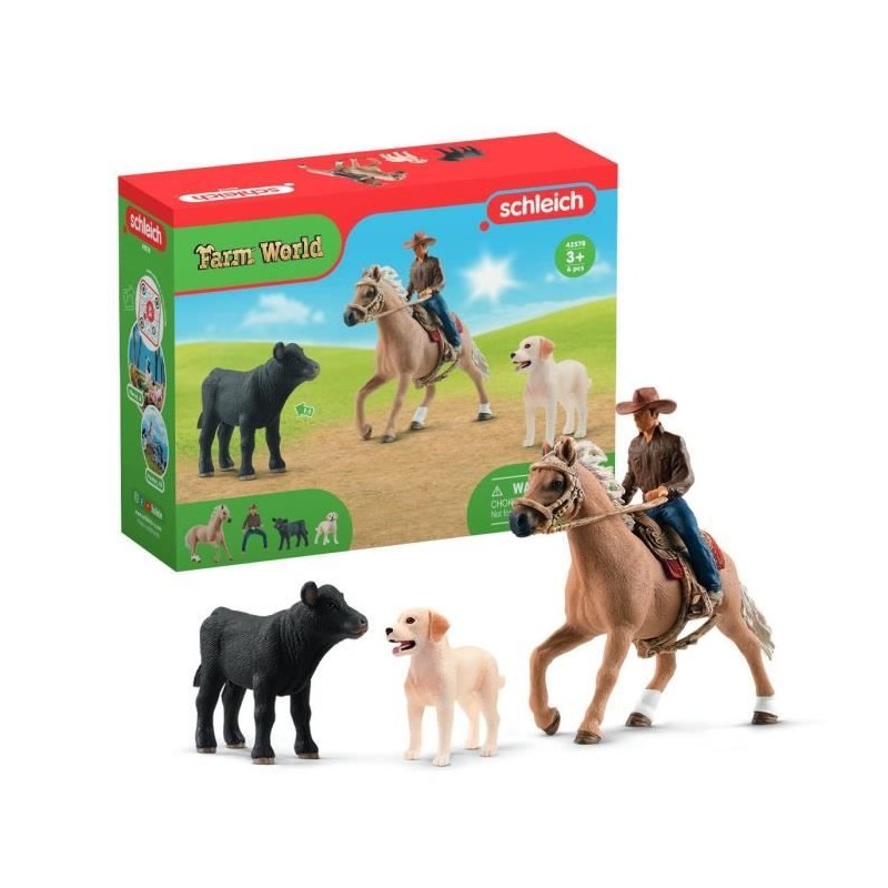 Coffret Aventures d'équitation Western, SCHLEICH 42578 Farm World,