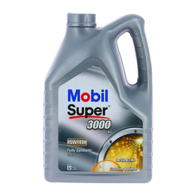 Huile moteur 5W-40 Synthétique - MOBIL - Super 3000 - Bidon 5L- haute perform...