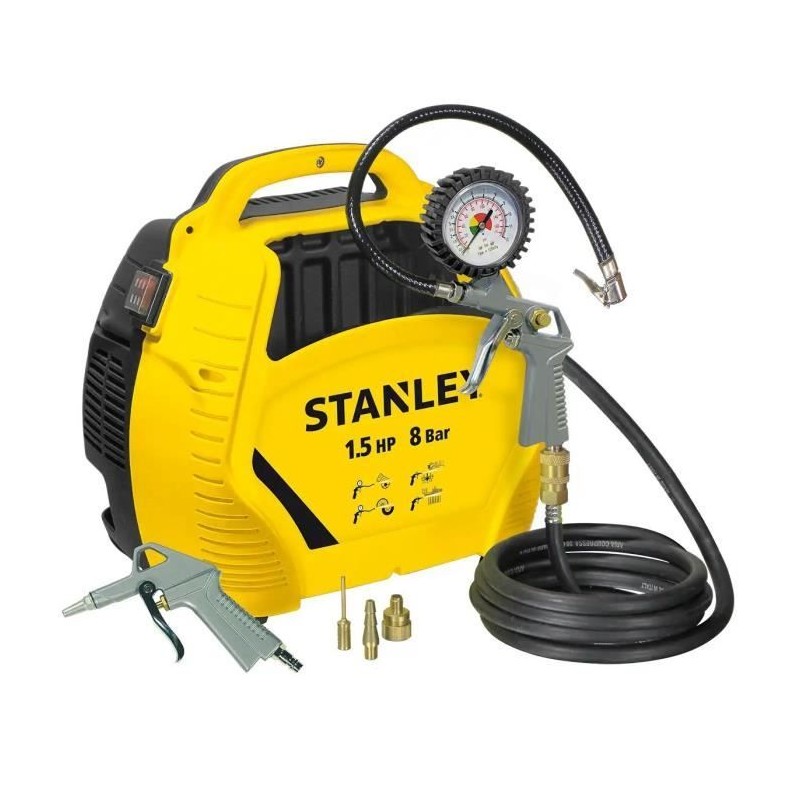 Compresseur d'air sans cuve STANLEY AIR KIT - 1,5 CV - Ultra-compact - Portatif