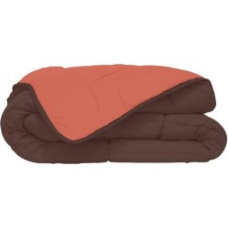 CALGARY - Couette Chaude Microfibre 400gr/m² - Brun & Corail -  140 x 200 cm