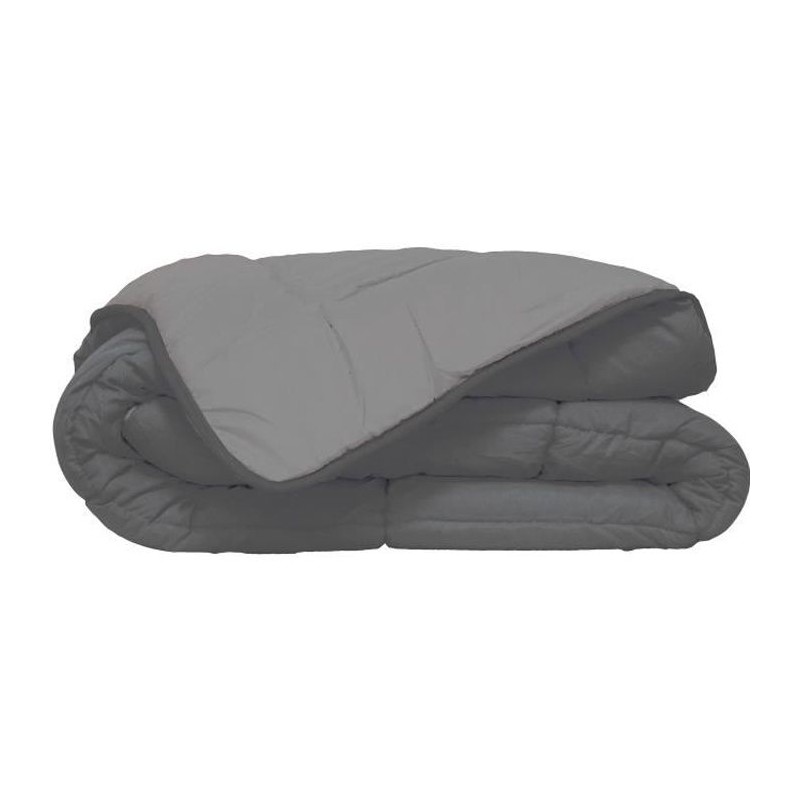 CALGARY - Couette Chaude Microfibre 400gr/m² - Gris & Argent -  140 x 200 cm