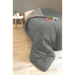 CALGARY - Couette Chaude Microfibre 400gr/m² - Gris & Argent -  140 x 200 cm
