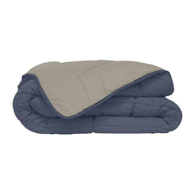 CALGARY - Couette Chaude Microfibre 400gr/m² - Pétrole et Mastic - 140 x 200 cm
