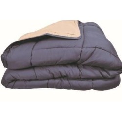 CALGARY - Couette Chaude Microfibre 400gr/m² - Pétrole et Mastic - 140 x 200 cm