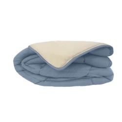 CALGARY - Couette Chaude Microfibre 400gr/m² - Pétrole et Mastic - 140 x 200 cm