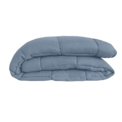 CALGARY - Couette Chaude Microfibre 400gr/m² - Pétrole et Mastic - 140 x 200 cm