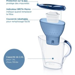 Carafe filtrante BRITA - Marella Bleue - Capacité 2,4L dont 1,4L d'eau filtré...