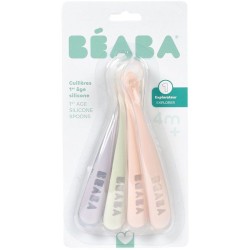 Lot de 4 cuilleres - BEABA - 1er âge - En silicone - Set Barbe a papa / Guima...
