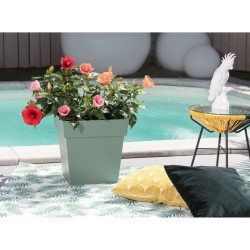 Pot de fleur carré Toscane - EDA PLASTIQUE - 32 x 32 x H 32 cm - 22 L - Vert ...