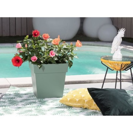 Pot de fleur carré Toscane - EDA PLASTIQUE - 32 x 32 x H 32 cm - 22 L - Vert ...