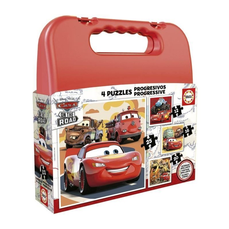 Puzzle progressif CARS - Malette de 4 puzzles - Educa - 12-16-20-25 pieces