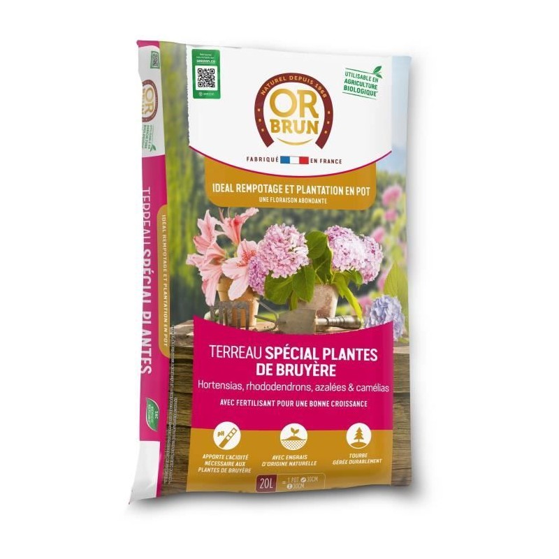 Terreau spécial plantes de bruyere - OR BRUN - OBRTSPDB20N - 20 L