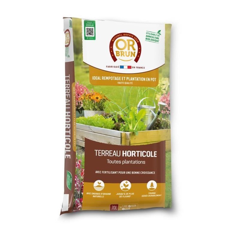 Terreau horticole - OR BRUN - OBRTHOR70N - 70 L