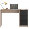 PARISOT Bureau droit 3 tiroirs - Décor chene/noir - L 121,4 x P 55 x H 74.5 c...