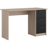 PARISOT Bureau droit 3 tiroirs - Décor chene/noir - L 121,4 x P 55 x H 74.5 c...
