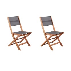 Lot de 2 chaises de jardin en bois d'acacia FSC et assise textilene - 50 x 57...