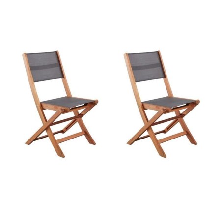 Lot de 2 chaises de jardin en bois d'acacia FSC et assise textilene - 50 x 57...
