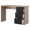 PARISOT Bureau droit 3 tiroirs - Décor chene/noir - L 121,4 x P 55 x H 74.5 c...