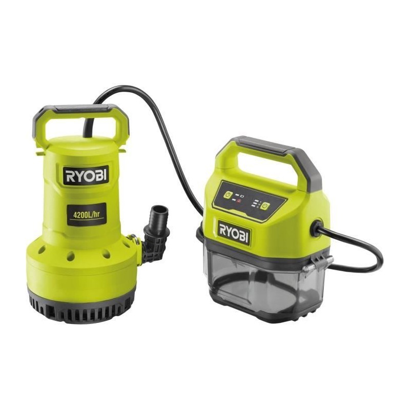 RYOBI - Pompe d'évacuation 18V - 4 200 l/h - immersion maxi. 5 m - IPX7 - min...