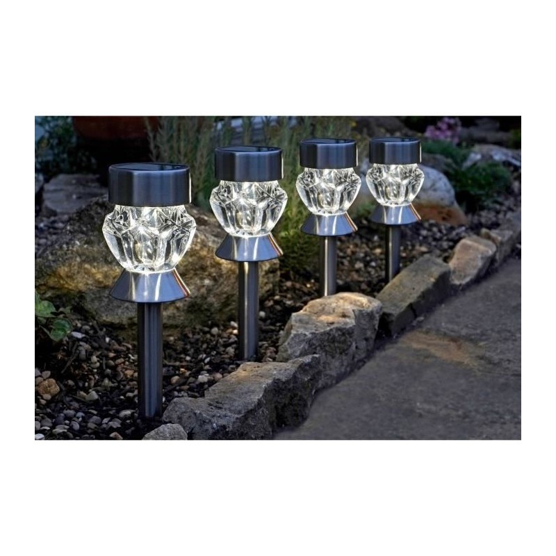 Pack de 4 balises solaires verre Crystal - SMART GARDEN