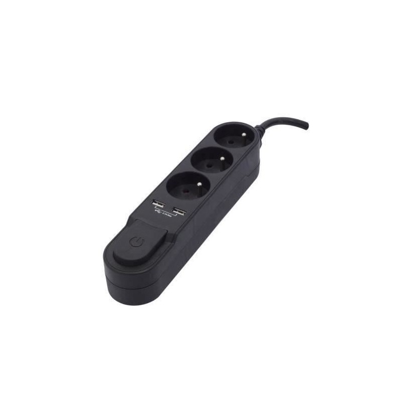 CHACON Bloc multiprise avec interrupteur 3 prises 16 A et 2 sorties USB 2A, c...