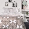 Parure de lit 2 personnes -TODAY - 240x200 cm - 100% Coton - Beige, Noir et B...