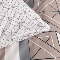 Parure de lit 2 personnes -TODAY - 240x200 cm - 100% Coton - Beige, Noir et B...