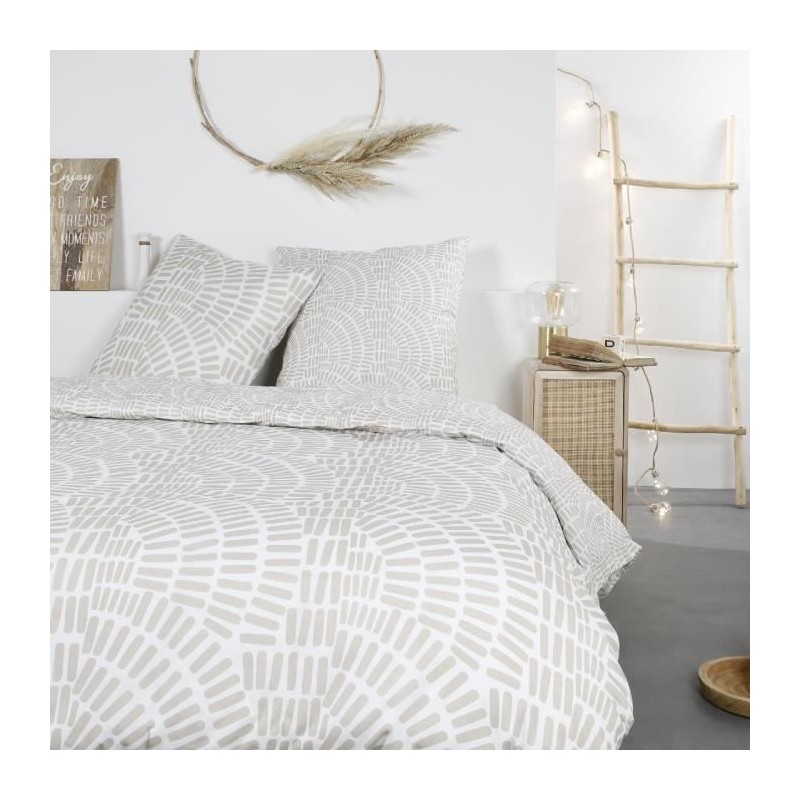 Parure de lit Mawira - TODAY - 2 personnes - 260 x 240 cm - 100% coton - Beig...