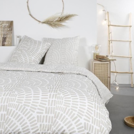 Parure de lit Mawira - TODAY - 2 personnes - 260 x 240 cm - 100% coton - Beig...