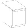 Meuble bas 2 portes battantes - Décor chene sonoma - L 60 x P 51,6 x H 85 cm ...