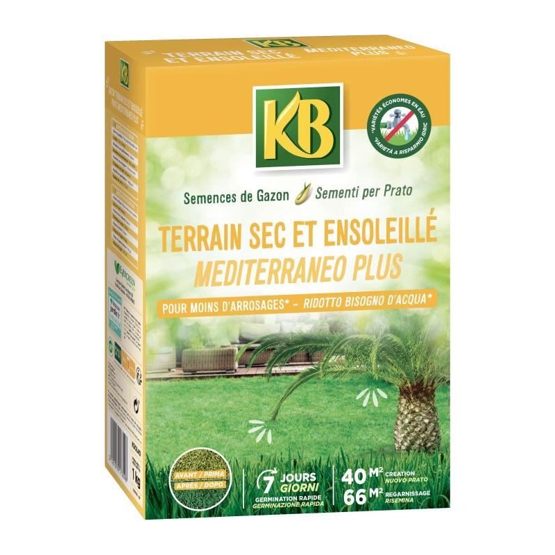 KB - Semences gazon - Terrain sec et ensoleillé 40m²
