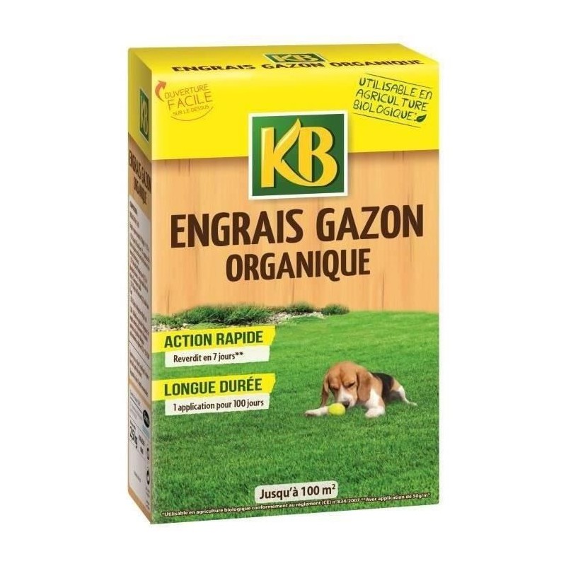 KB Engrais gazon organique Bio - 100 m²