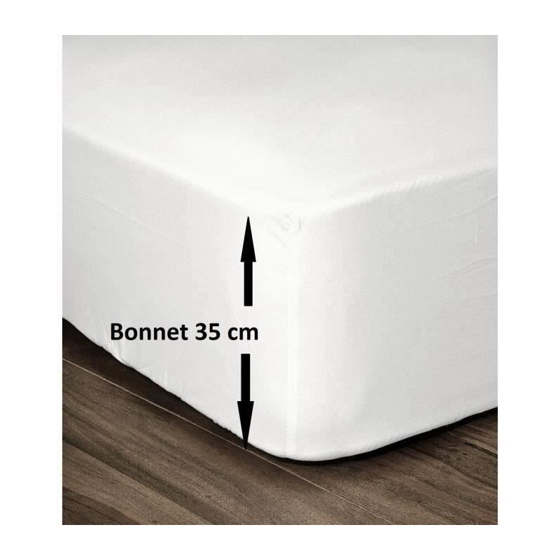 LOVELY HOME Drap Housse 100% Coton 140x190cm - Bonnet 35cm - Blanc