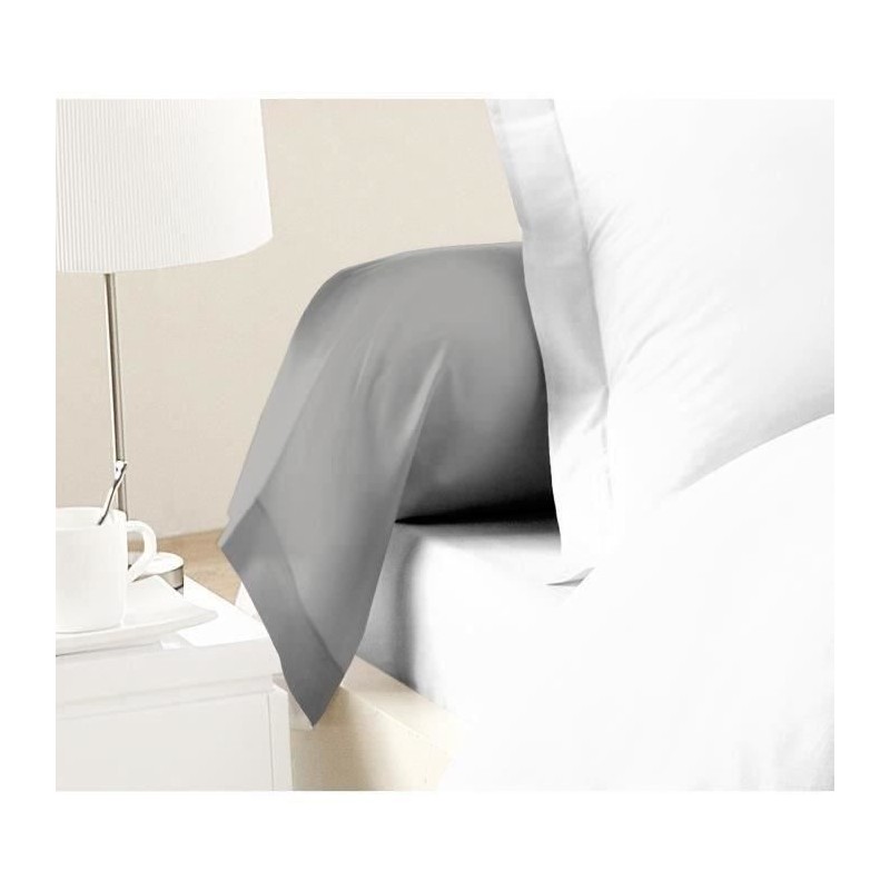 LOVELY HOME Lot de 2 Taies de Traversin 100% coton 85x185 cm gris clair