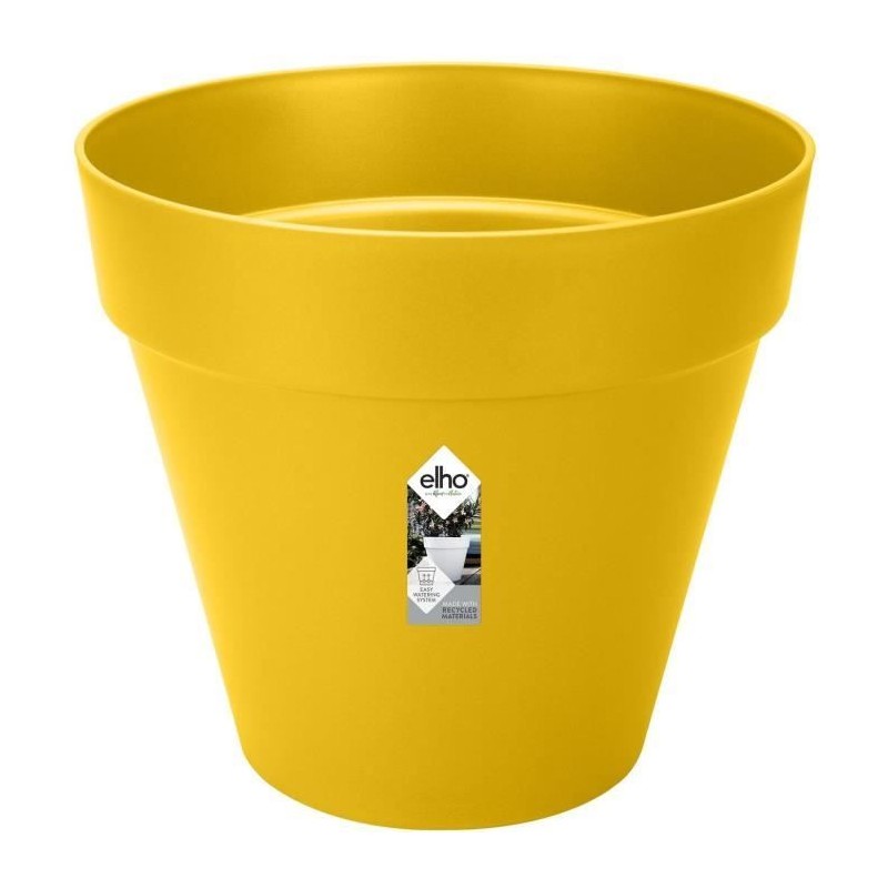 ELHO Pot de fleurs Rond LOFT URBAN - Plastique - Percé - Réservoir - Avec rou...