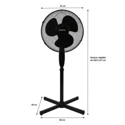 Ventilateur de pied - OCEANIC - 45 W - Ø 41 cm - 3 vitesses - Oscillant - Inc...